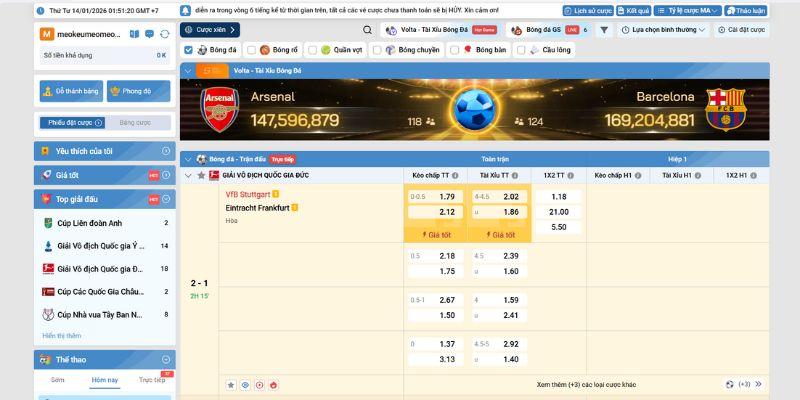 Hệ thống kèo cược thể thao đa dạng tại SBOBET