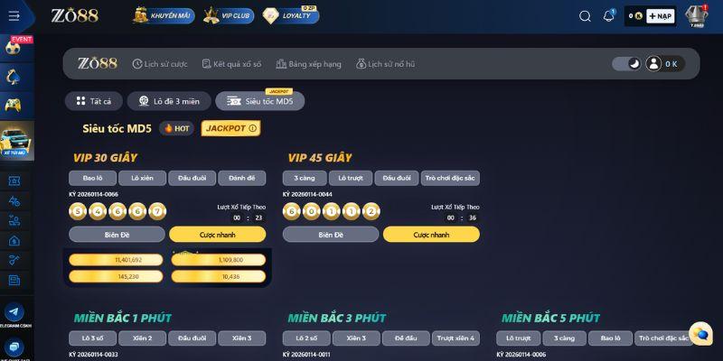 Xổ số siêu tốc Zo88 quay nhanh trả thưởng tức thì không cần chờ đợi